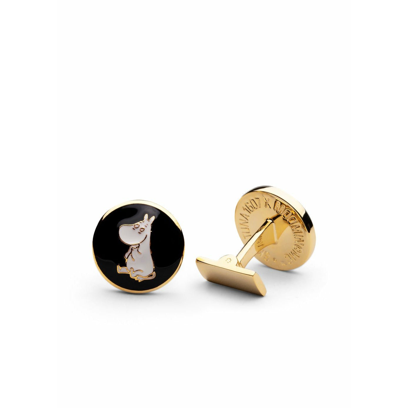 [product_category]-Skultuna Moomintroll Cufflink ø1,7 Cm, Black-Skultuna-7340037825287-753-BL-SKU-1