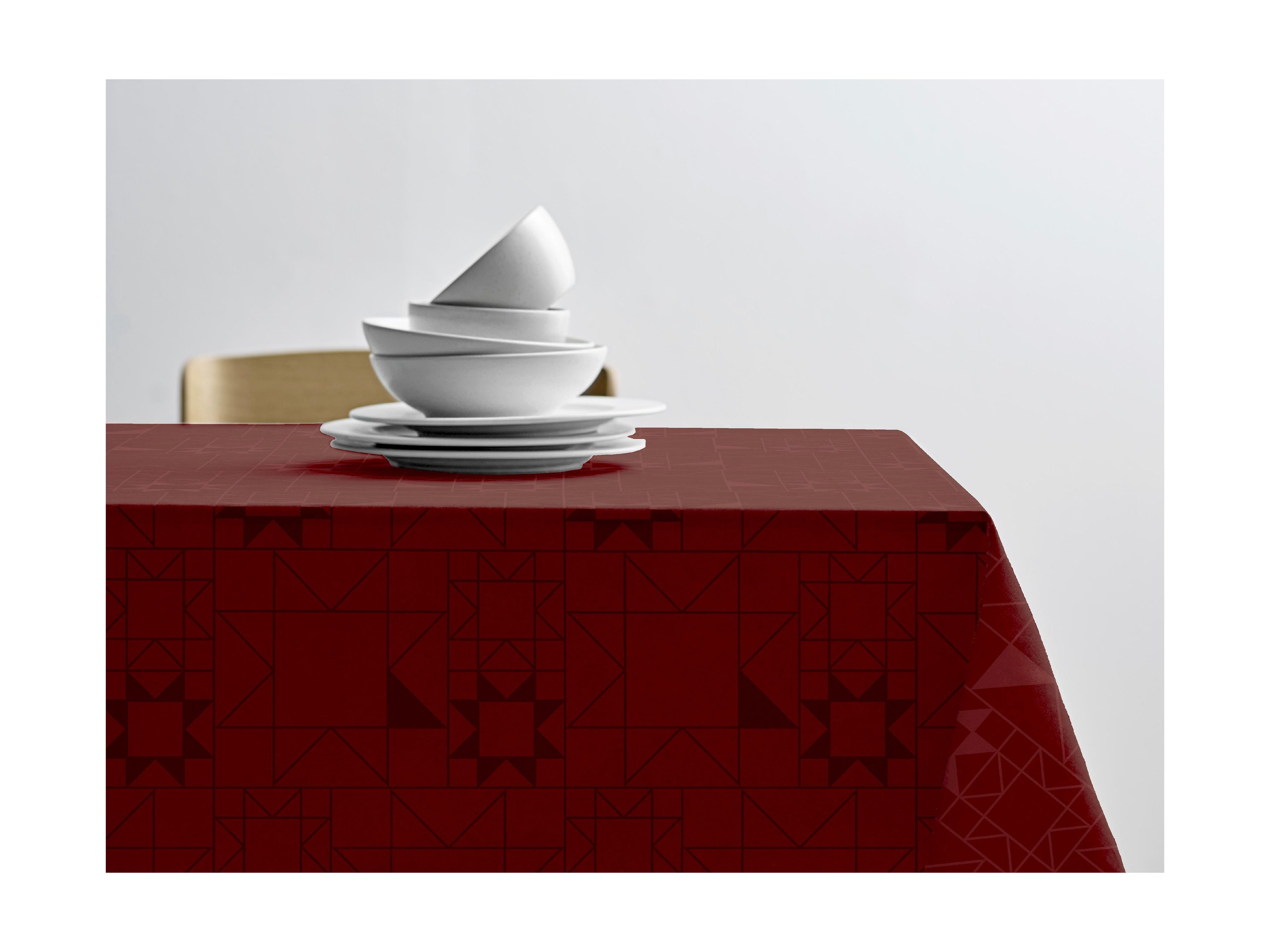 [product_category]-Södahl Star Damask Tablecloth ø160 Cm, Red-Södahl-5722000271901-27190-SOD-1