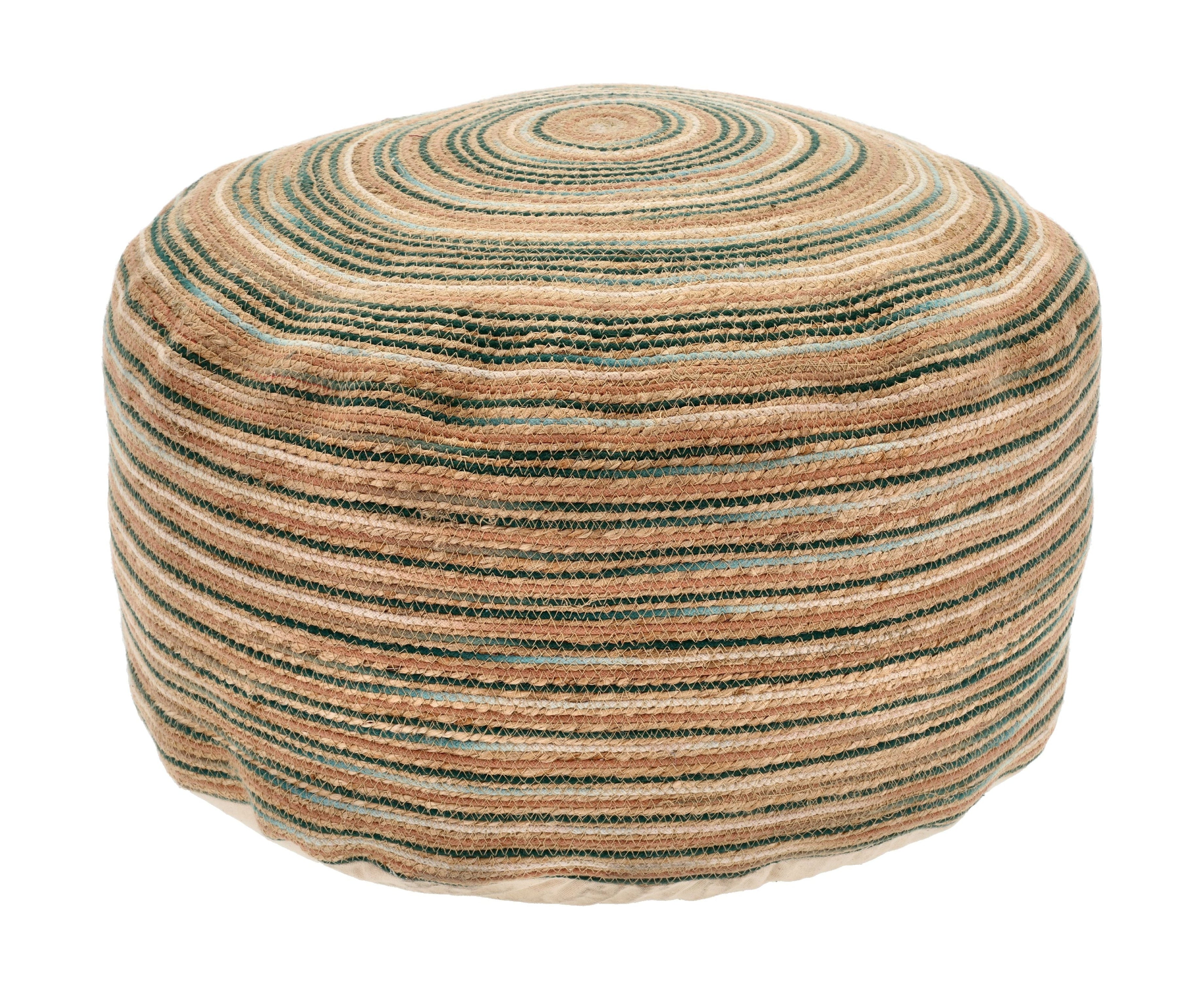 [product_category]-Villa Collection Vem Pouf ø 30 X 60 Cm, Green/Nature/Rose-Villa Collection-5722000312468-31246-VIL-1