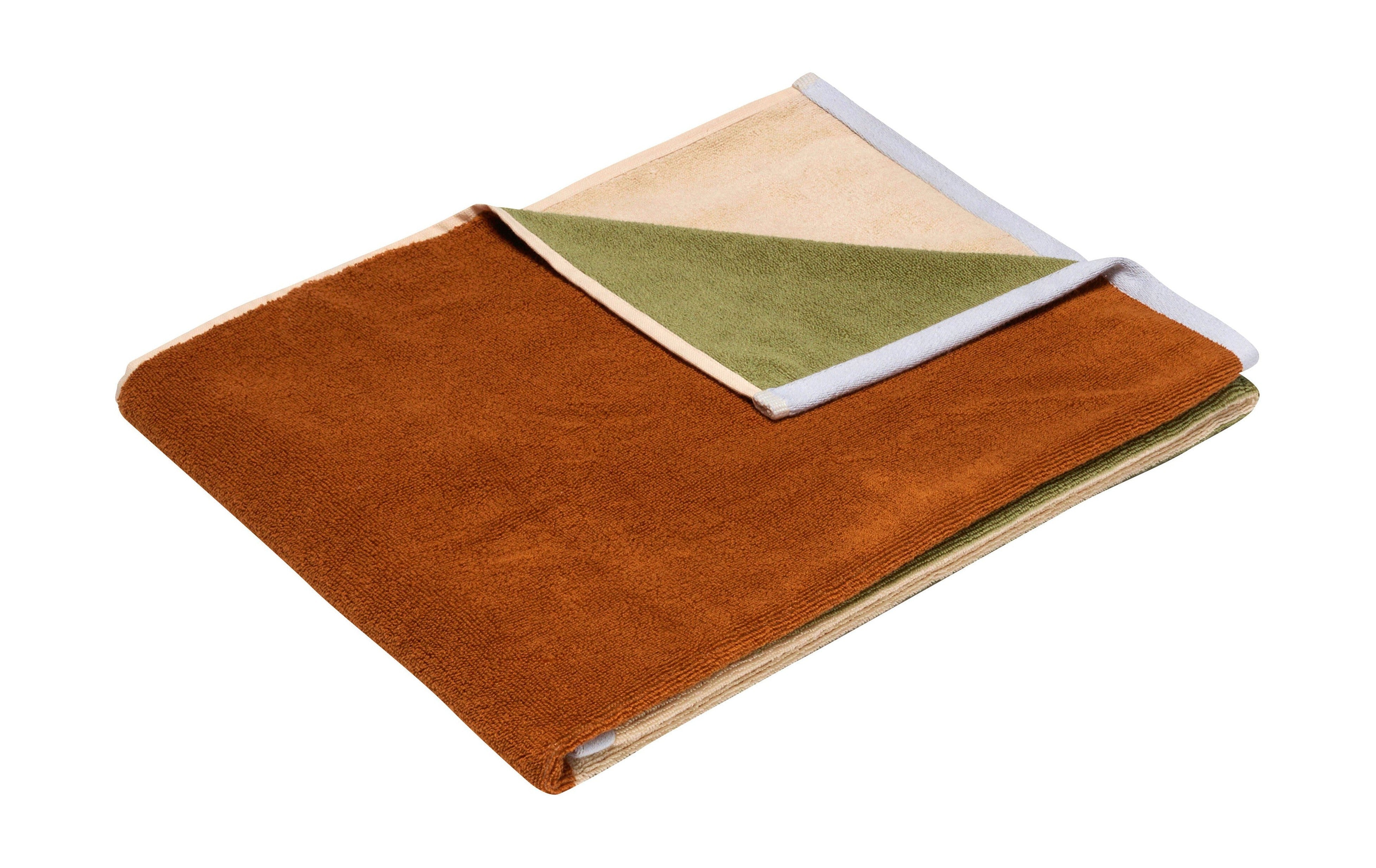 Hübsch blokerer håndklæde stort, brunt/flerfarvet