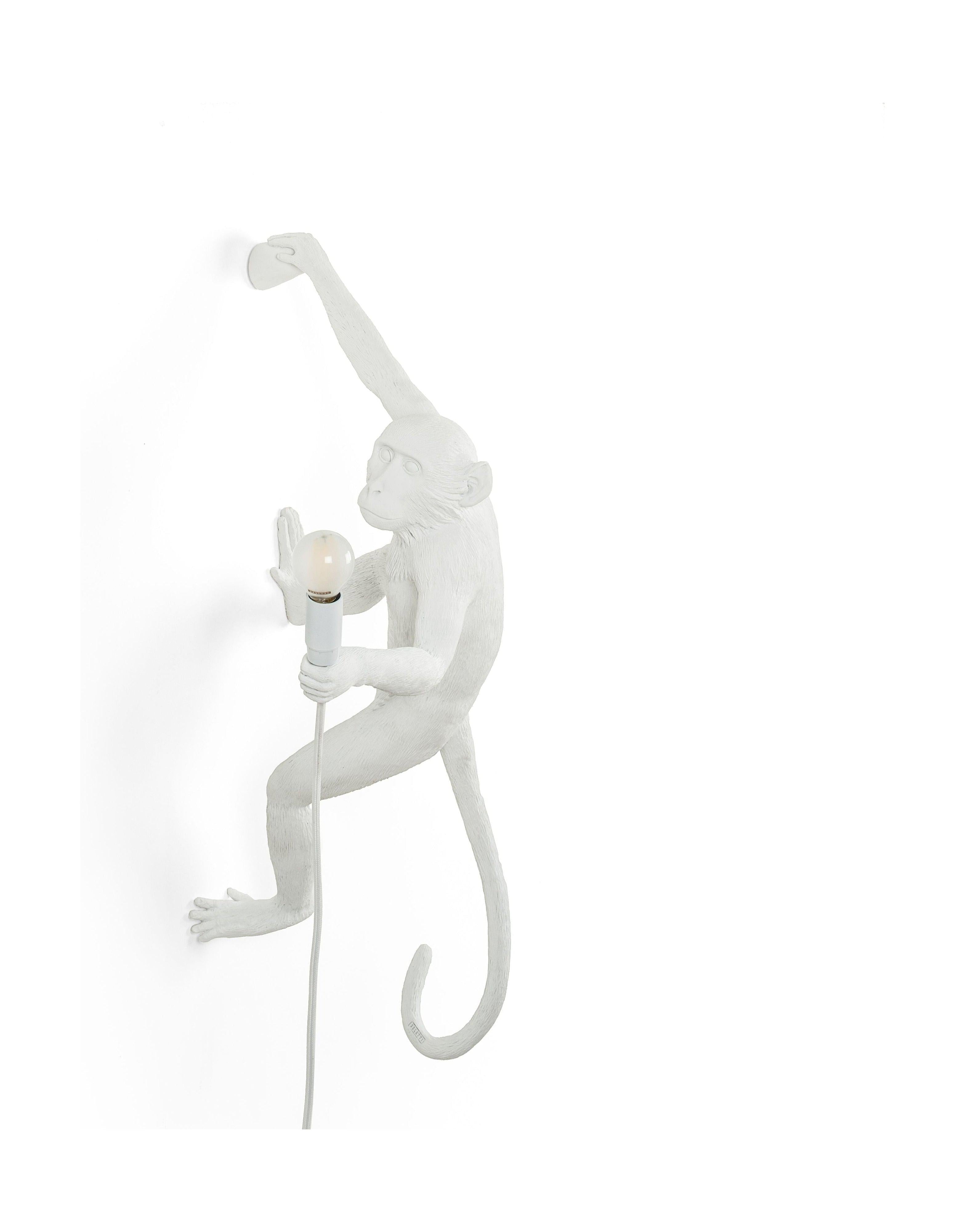 Seletti Monkey Indoor Lamp White, hængende højre hånd
