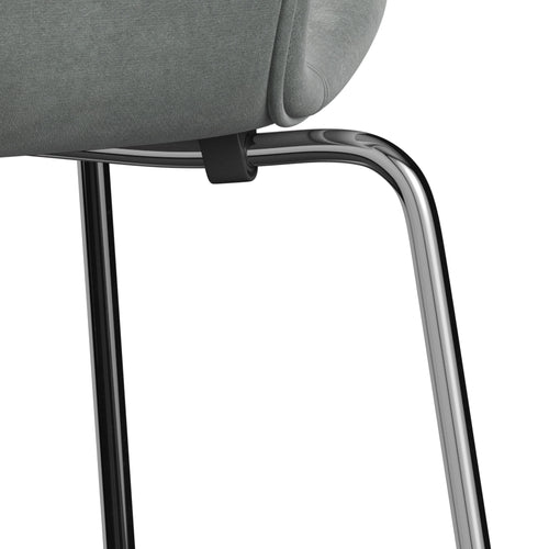 Fritz Hansen 3107 Chair Full Upholstery, Chrome/Belfast Velvet Seal Grey