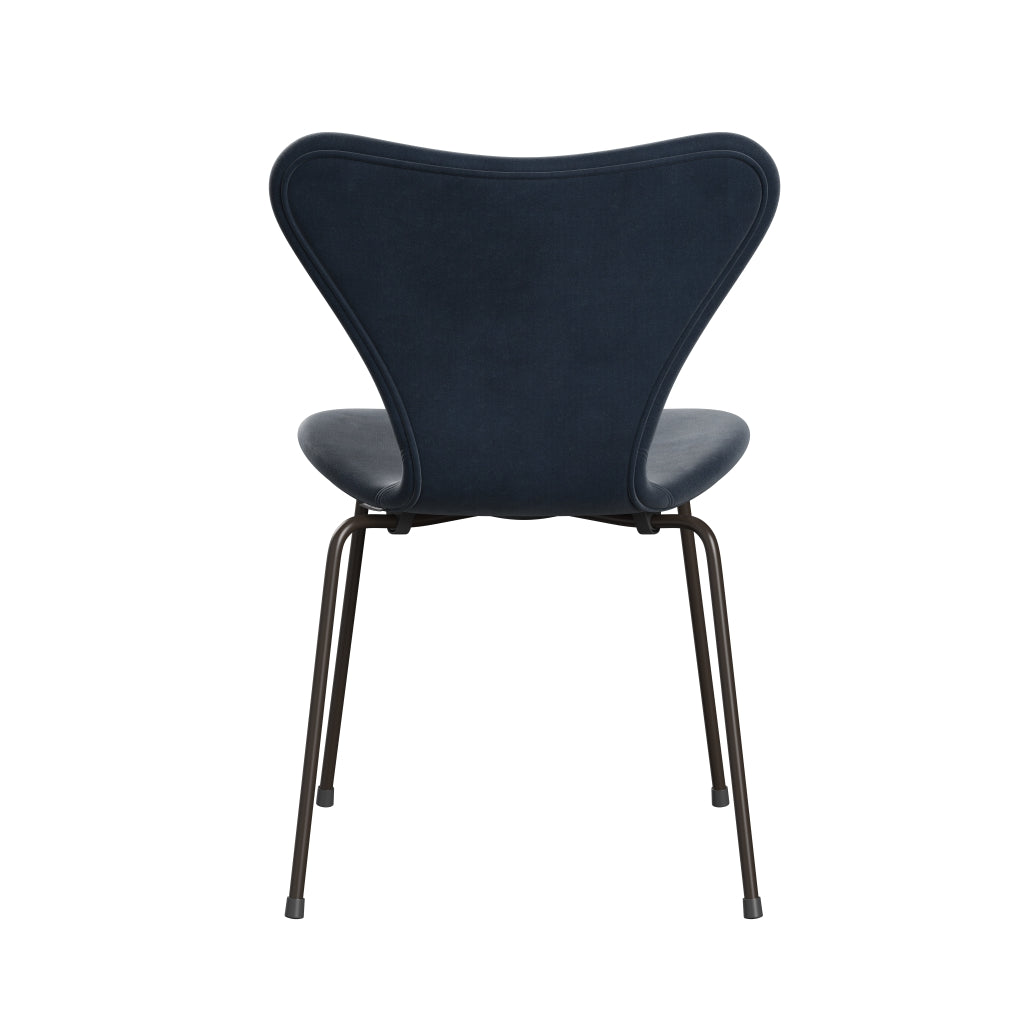 Fritz Hansen 3107 Chair Full Upholstery, Brown Bronze/Belfast Velvet Grey Blue