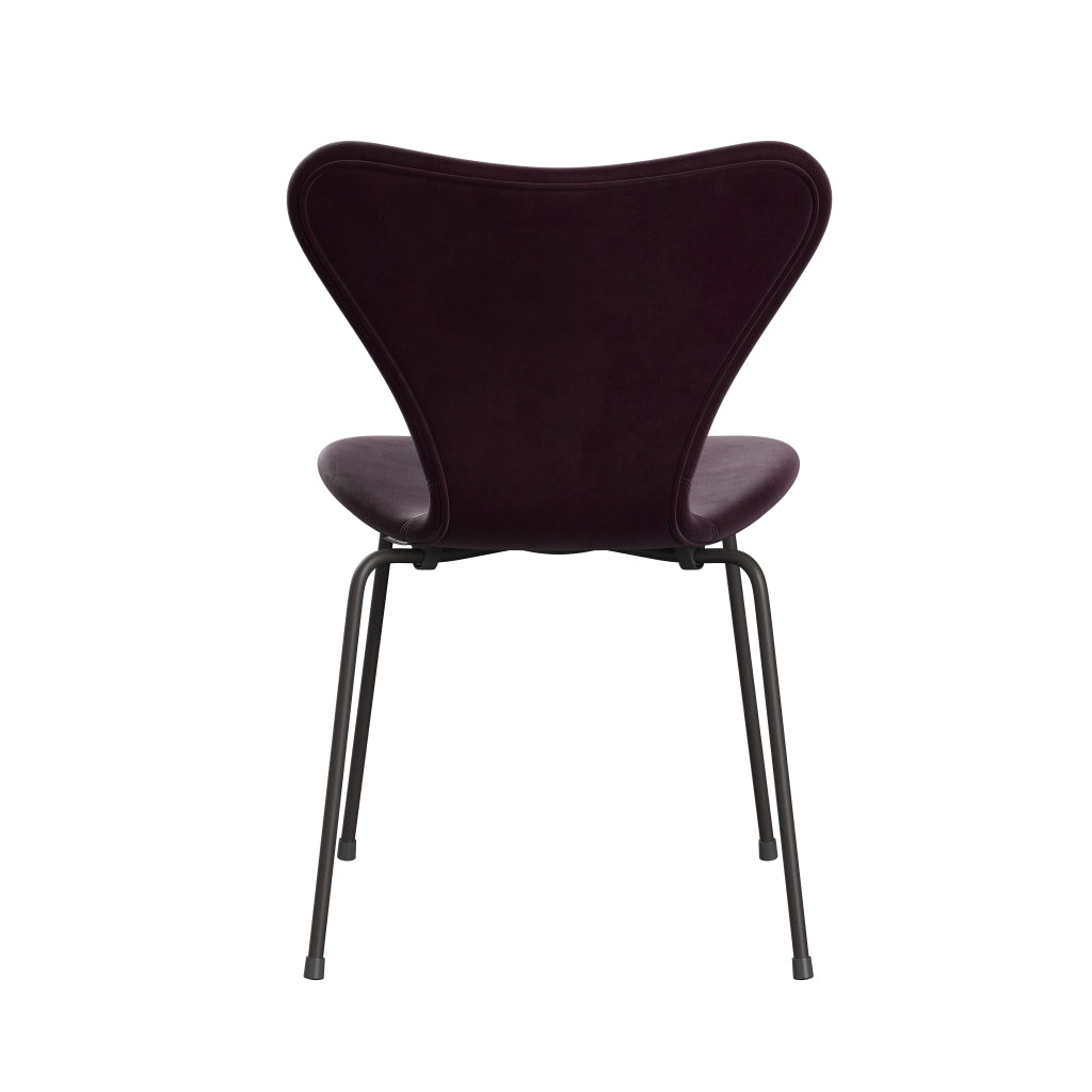 Fritz Hansen 3107 Chair Full Upholstery, Warm Graphite/Belfast Velvet Dark Plum