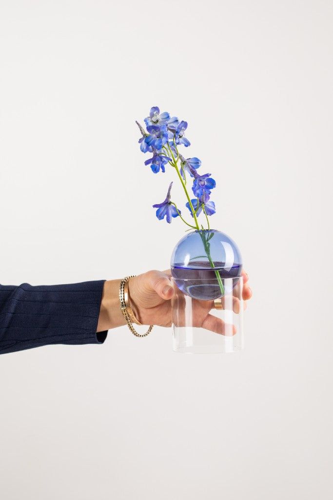 Studio About stående blomsterboblevase 13 cm, blå