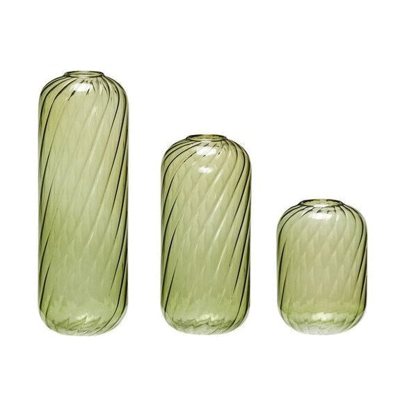 Hübsch Fleur Vase Sæt med 3, Grøn