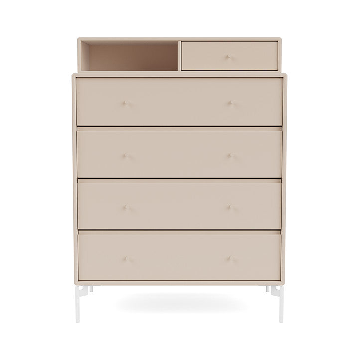 Montana Keep Chest Of Drawers With Legs, Clay/Snow White