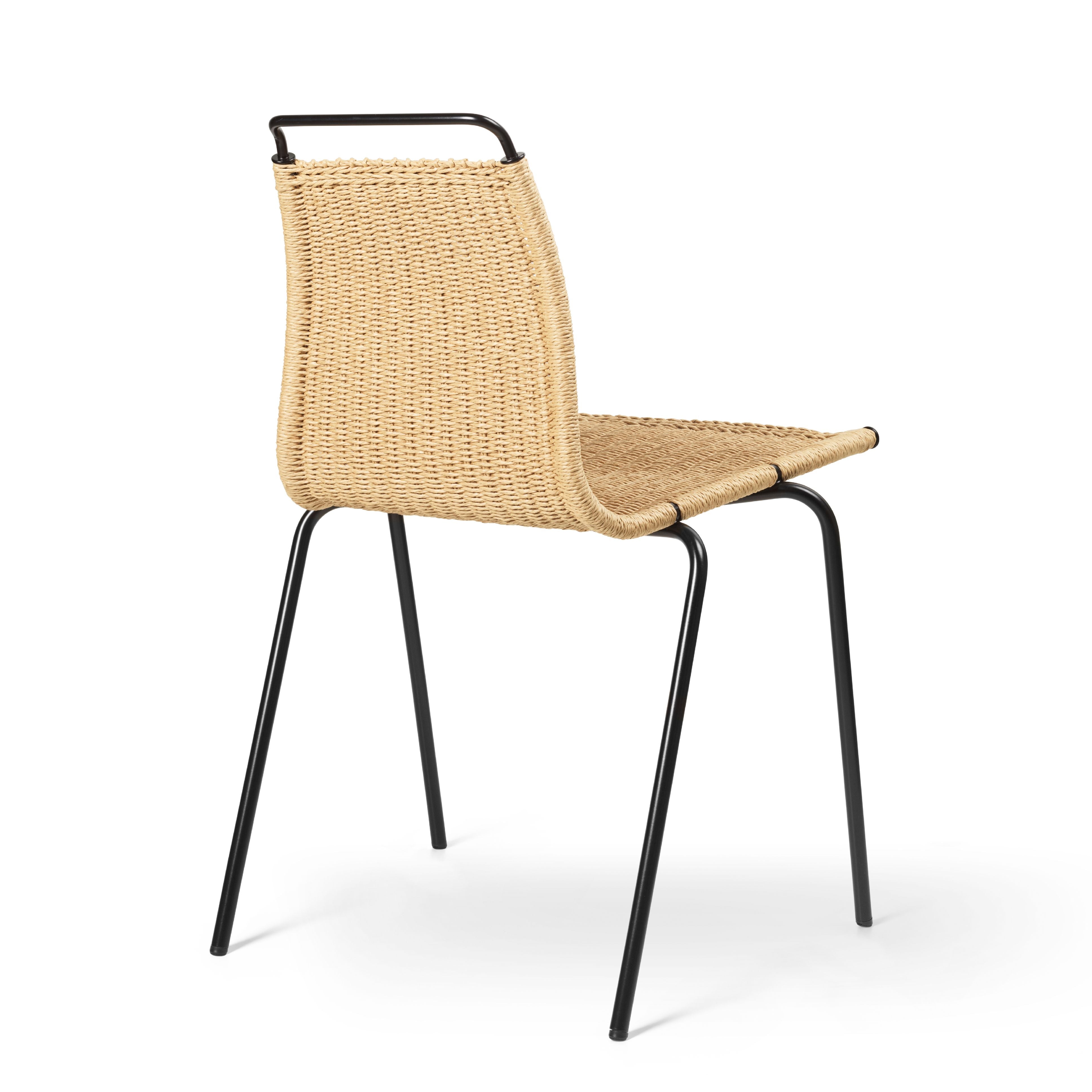 Carl Hansen PK1 stol, sort pulver coated stål/papir ledning vævning