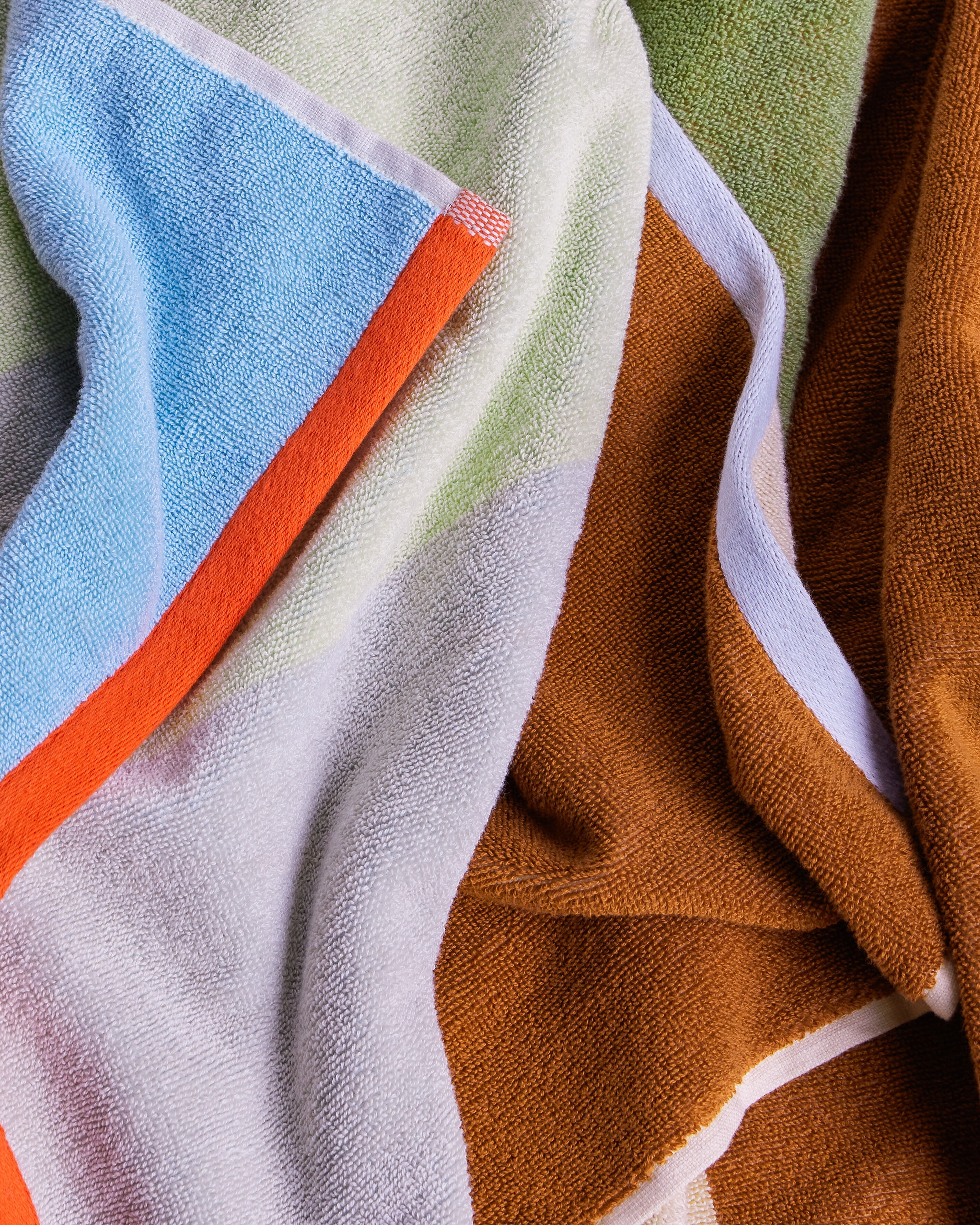 Hübsch Block håndklæde Stor, lyseblå/flerfarvet